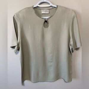 Nancy Bolen Short Sleeve Olive Green Top